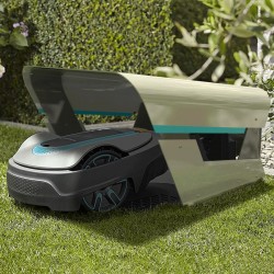 Design Garage NEO für YardForce (Orange) und Gardena (Türkis) Rasenmähroboter