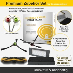 Zubehör-Set (Ersatzteile) für Ecovacs Deebot OZMO 610 (2x Filter, 1x Hauptbürste, 2x Seitenbürste)