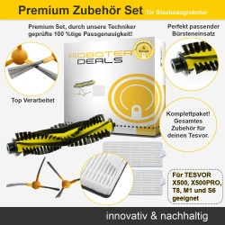 Zubehör Set (Ersatzteile) für Tesvor X500, X500Pro, T8, M1, S4, S6, A1 (2x Seitenbürsten, 1x Hauptbürste, 2x Filter)