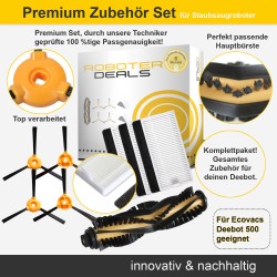 Zubehör Set (Ersatzteile) für Ecovacs Deebot 500 und 501 (3x Filter, 4x Seitenbürste, 1x Hauptbürste)