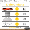 Zubehör Set für Roborock S6, S6 MAXV, S6 Pure (1x Hauptbürste, 2x Seitenbürste 5-armig (schwarz), 2x Filter, 2x Pad)