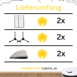 Zubehör Set, Ersatzteile Kit für Roborock S8 Pro Ultra (2x Seitenbürste, 2x Pad grau, 2x Filter)