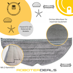 Zubehör Set, Ersatzteile Kit für Roborock S8 Pro Ultra (2x Seitenbürste, 2x Pad grau, 2x Filter)
