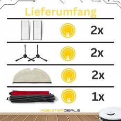 Zubehör Set, Ersatzteile Kit für Roborock Q5, Q5 Plus, Q5 Pro, Q5 Pro Plus (2x Hauptbürste, 2x Seitenbürste, 2x Filter, 2x Pad)
