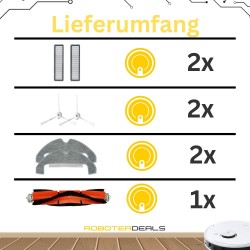 Zubehör Set, Ersatzteile Kit für Dreame D9 Plus (1x Hauptbürste, 2x Filter, 2x Pad, 2x Seitenbürste)
