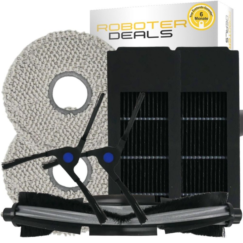 Zubehör Set, Ersatzteile für Ecovacs Deebot X2 OMNI (1x Hauptbürste, 2x Seitenbürste, 2x Pad, 2x Filter) Zubehör Set, Ersatzteile für Ecovacs Deebot X2 OMNI (1x Hauptbürste, 2x Seitenbürste, 2x Pad, 2x Filter)