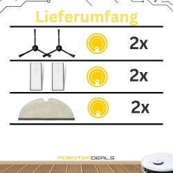 Zubehör Set, Ersatzteile Kit für Roborock Q5, Q5 Plus, Q5 Pro, Q5 Pro Plus (2x Seitenbürste, 2x Filter, 2x Pad)