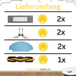 Zubehör Set, Ersatzteile für Ecovacs Deebot N10, N10 Plus (1x Hauptbürste, 2x Pad, 2x Filter, 2x Seitenbürste)